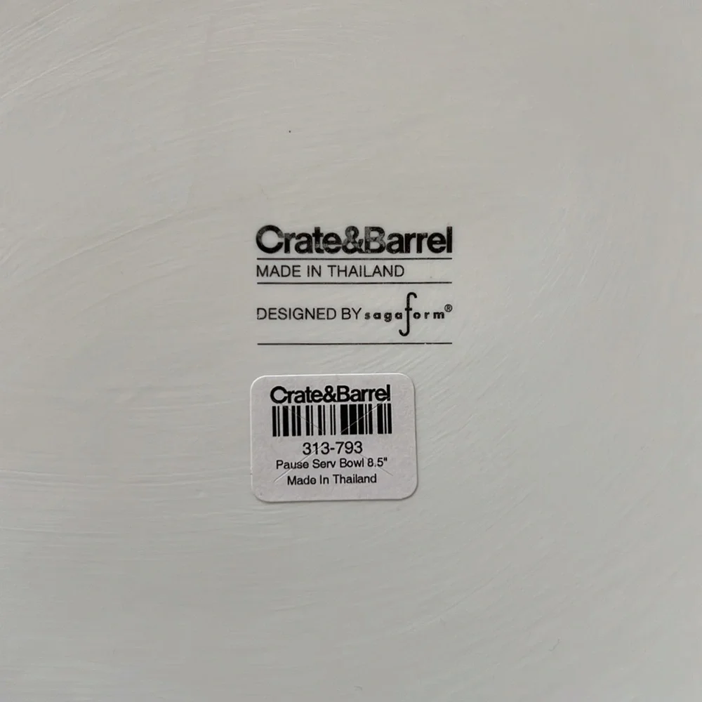 Crate & Barrel with Sagaform Pause 8.5” Bowl NWT